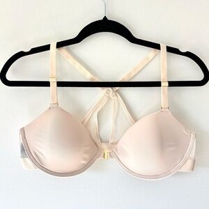 Pepper White Underwire Bra Mesh Racer Back Criss Cross Straps Front Closure